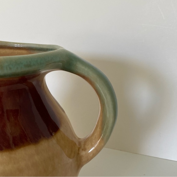 Art Pottery Pitcher Dan Lasser Signed Vermont Glaze Red Tulip 6.25” Green Beige - Picture 13 of 16